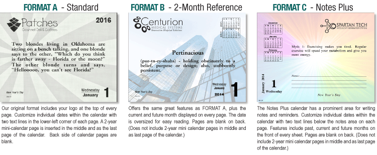 daily date calendar layout formats